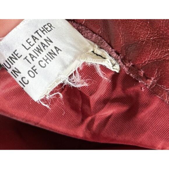 Vintage Montgomery Ward The Tannery Leather Skirt 17/18 Wine Red Knee Length - Picture 9 of 15